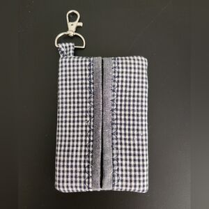 Handmade Blue Micro Check and Denim Pocket Tissue Holder, New